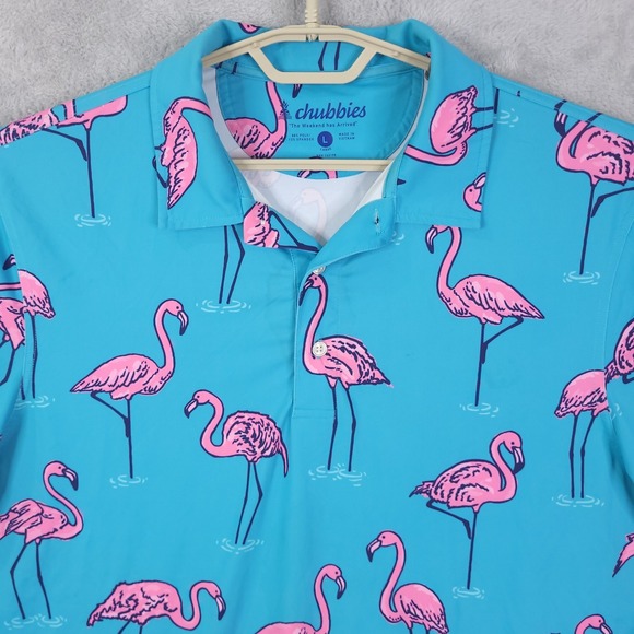 chubbies polo shirt large blue mens pineapples stretch golf performance active - Picture 1 of 14